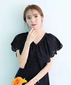 カットワーク刺繍ワンピース