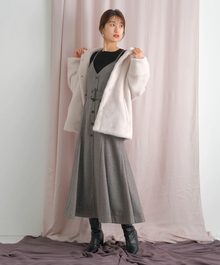 ツイードキャミワンピース