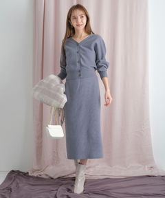 レーススカート付きニットアップ