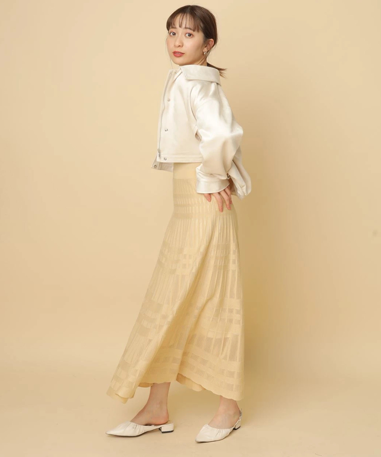 シアーチェックニットワンピース シアーチェックニットワンピース