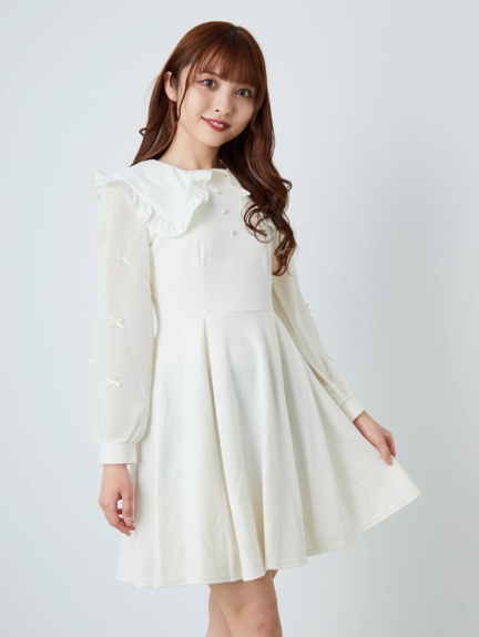 リボンスリーブBigカラーカットOP リボンスリーブBigカラーカットOP