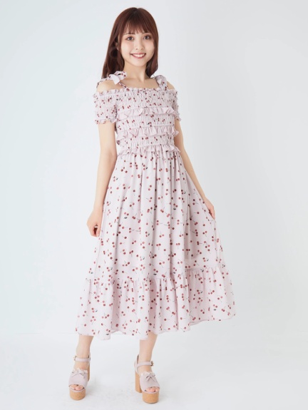 CherryシャーリングロングOP