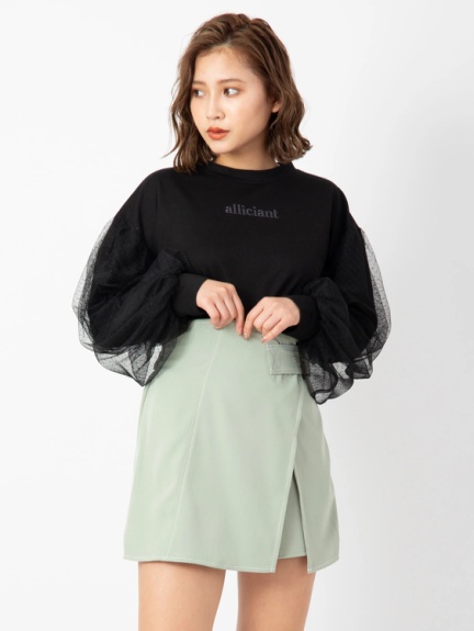配色STラップスカート風パンツ