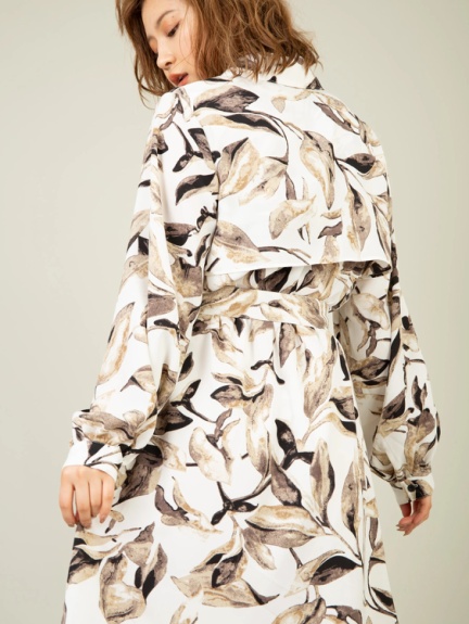 花柄ロングシャツワンピース