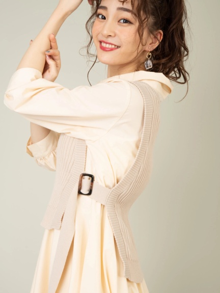 ベスト付きイレヘムシャツワンピース ベスト付きイレヘムシャツワンピース