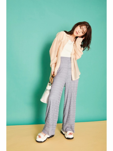 リーフレースワイドパンツ