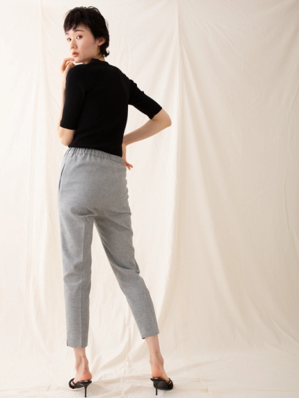 コットンリネンシャンブレーイージースリムパンツ