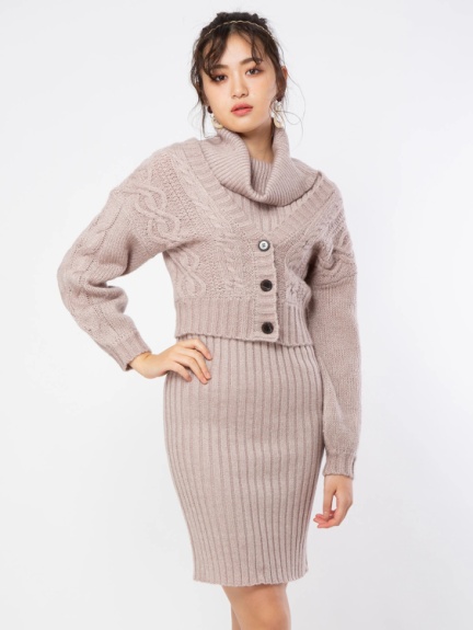 ボレロ付きニットワンピースset