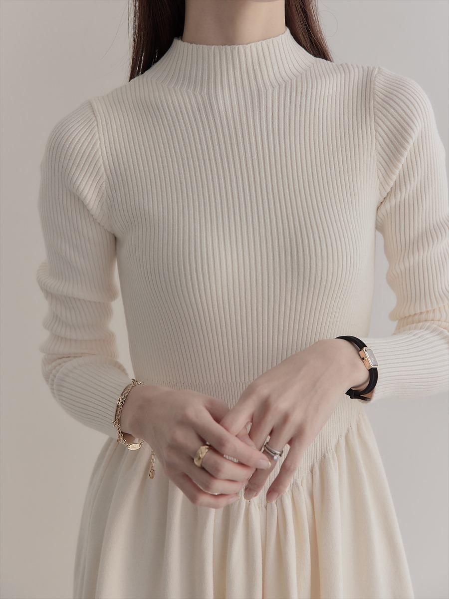 【RE ARRIVAL】 fit and flare knit dress / ivory