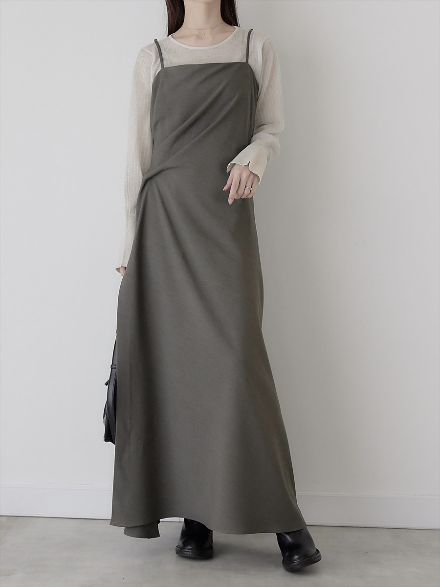 【NEW】 side drape cami dress/gray 【NEW】 side drape cami dress/gray