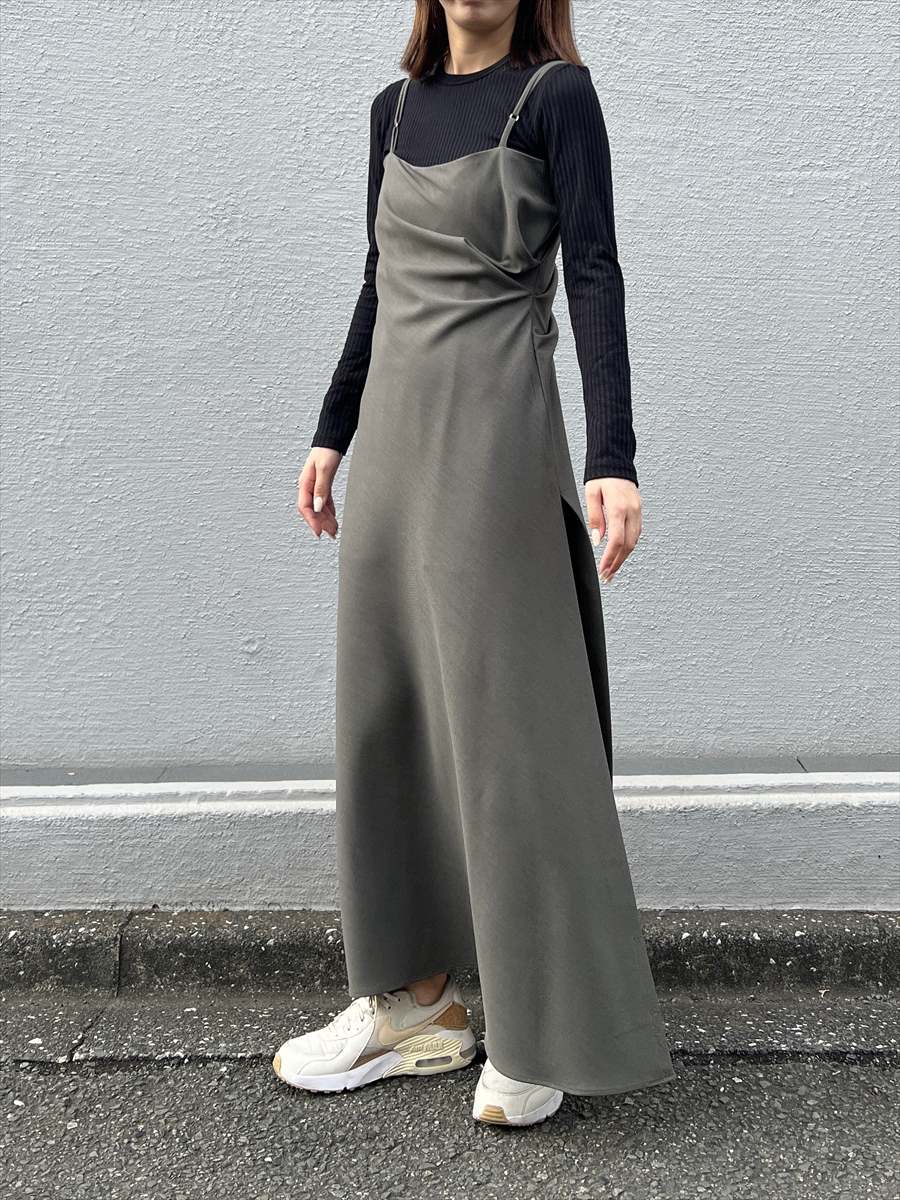 【NEW】 side drape cami dress/gray 【NEW】 side drape cami dress/gray