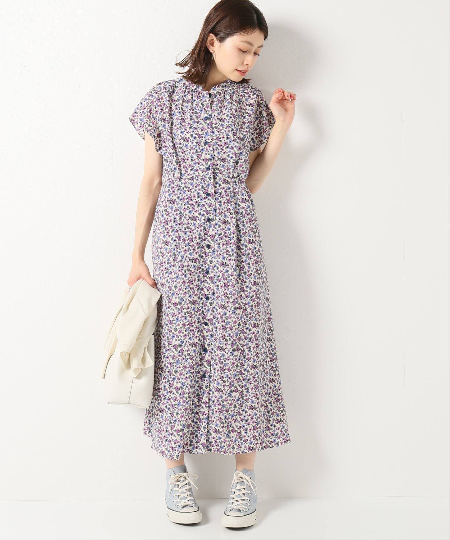 《追加予約》デシンプリントフロントボタンワンピース◆