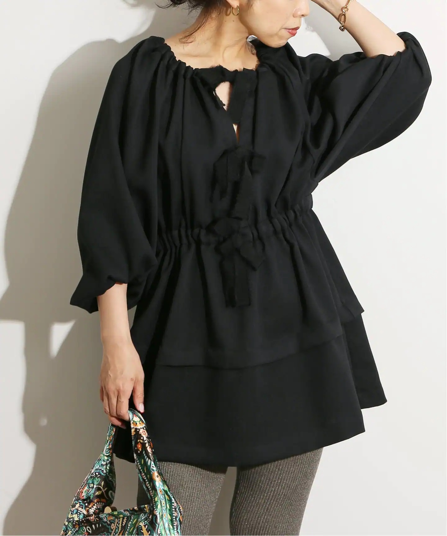 IENA LA BOUCLE TRラチネ リボンブラウス◆
