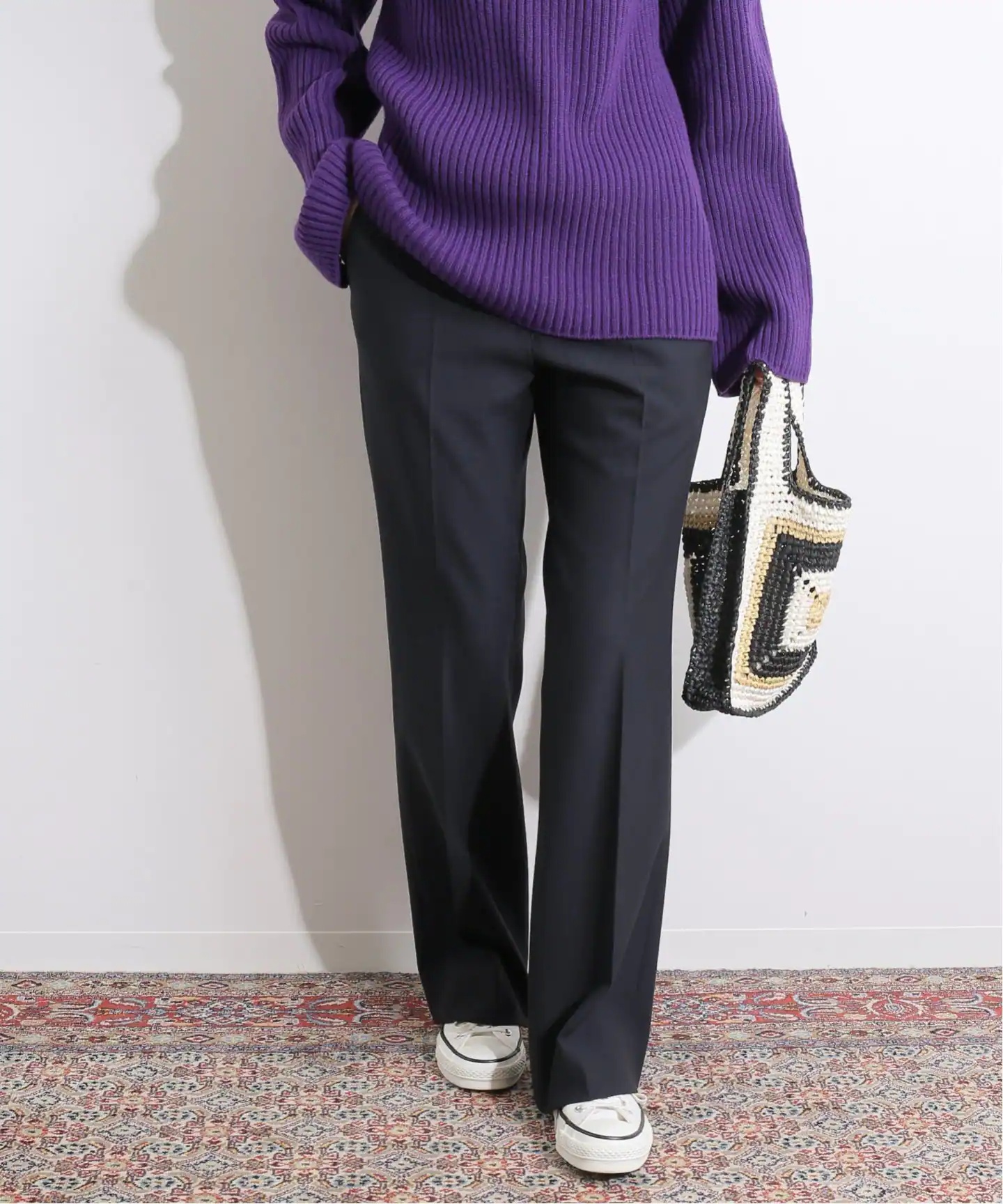 《予約》IENA LA BOUCLE PE/V/Wストレッチ スラックス◆