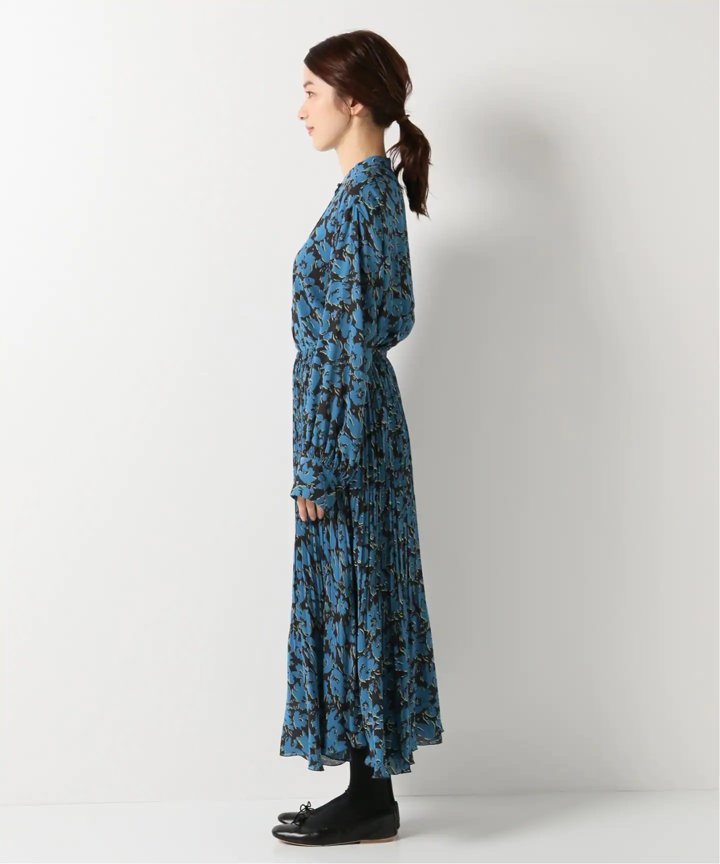 フラワープリントランダムプリーツワンピース◆