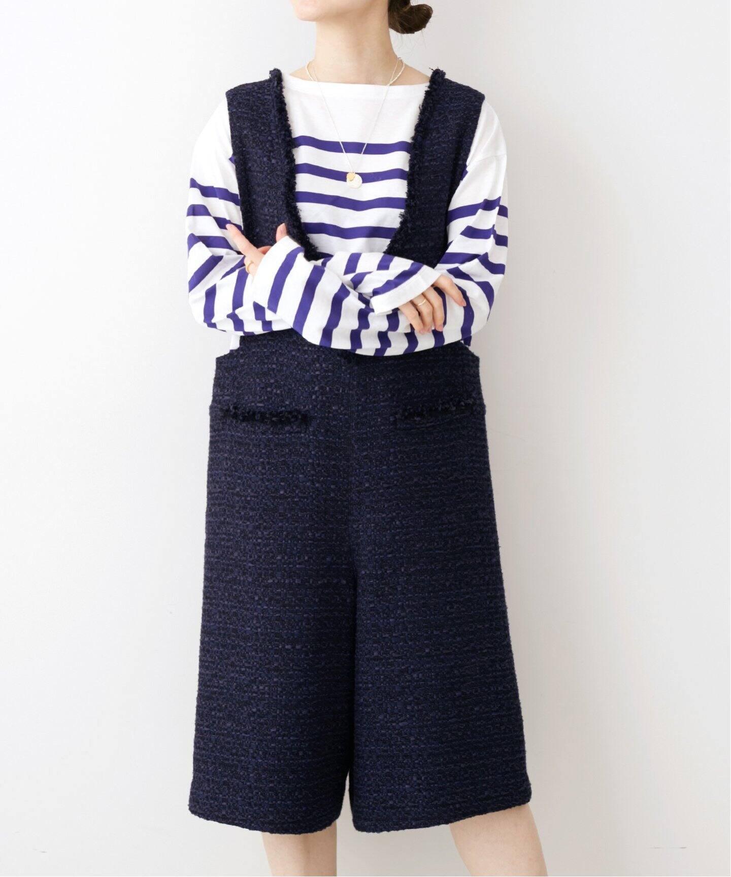 《予約》＆NAVY ツィードサロペット◆