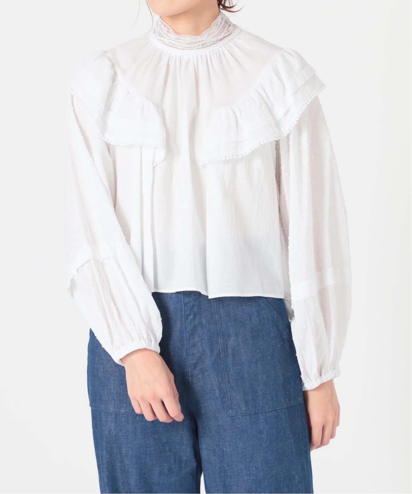 《予約》IENA LA BOUCLE ドビードットレースブラウス◆ 《予約》IENA LA BOUCLE ドビードットレースブラウス◆