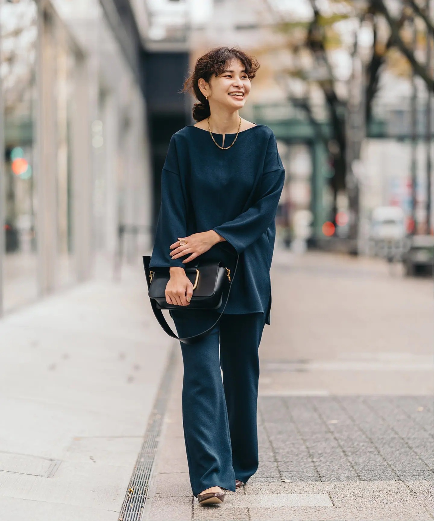 《予約》&NAVY デザインジョーゼットフレアパンツ◆ 《予約》&NAVY デザインジョーゼットフレアパンツ◆