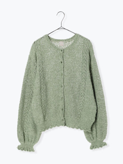 チリチリヤーンニットカーディガン