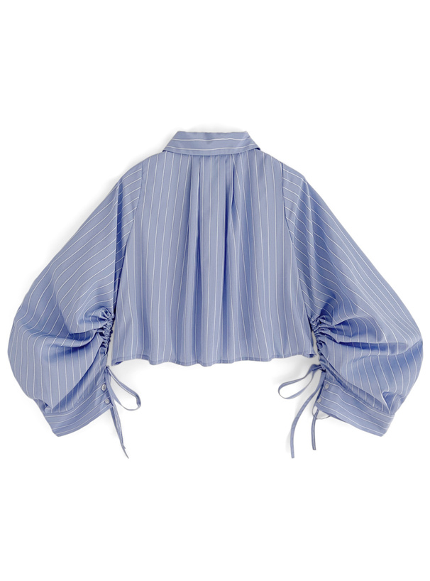 ストライプ柄スリットスリーブドロストシャツ[ask22]