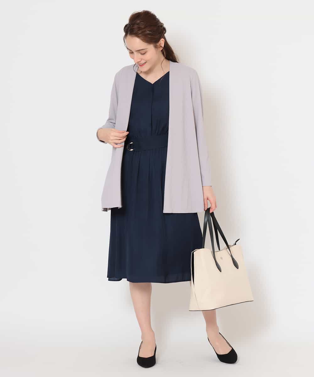 【洗える】テレコ編みロングカーディガン 【洗える】テレコ編みロングカーディガン