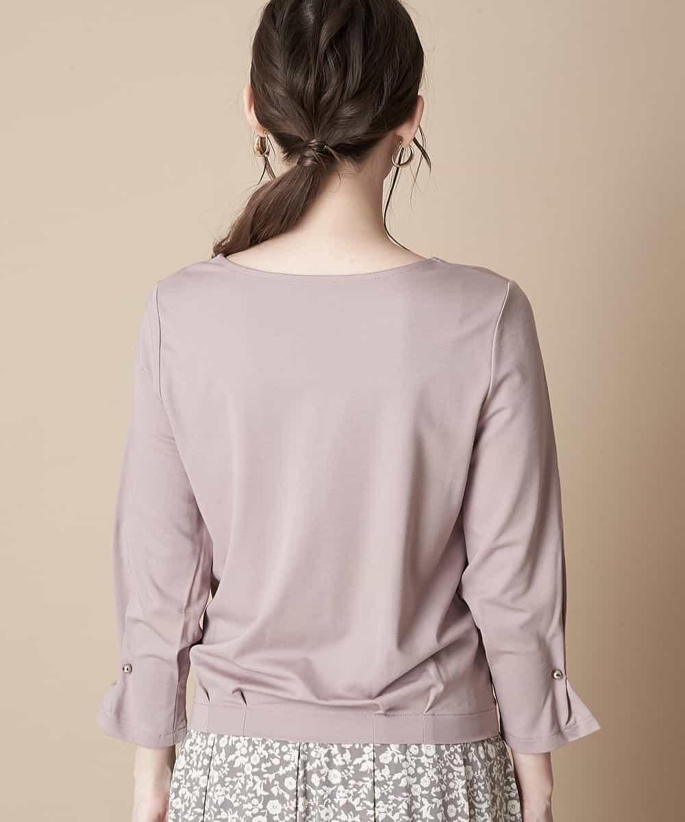 【洗濯機で洗える】パールピン付カットソー