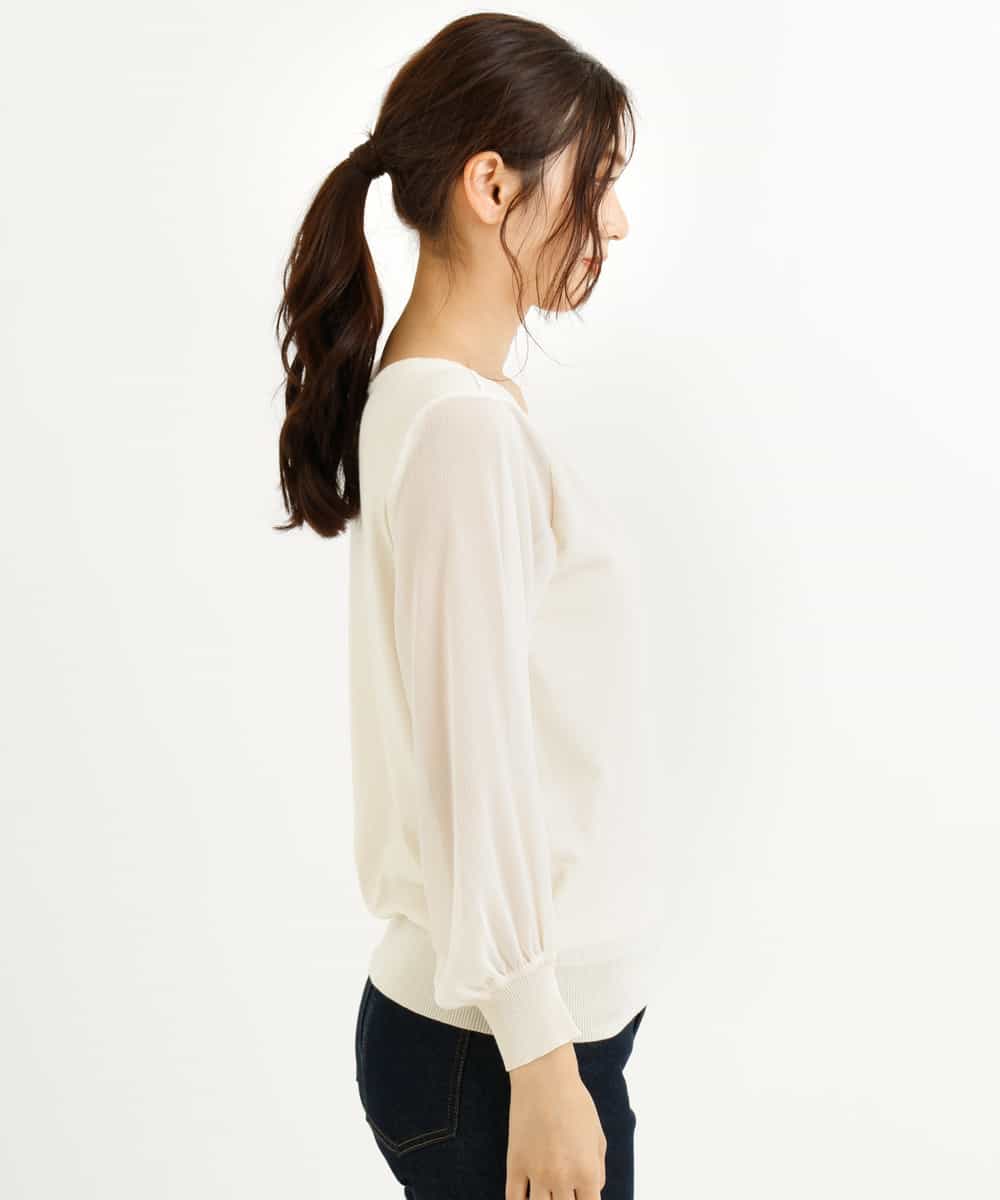 シフォンスリーブ切替えニット シフォンスリーブ切替えニット