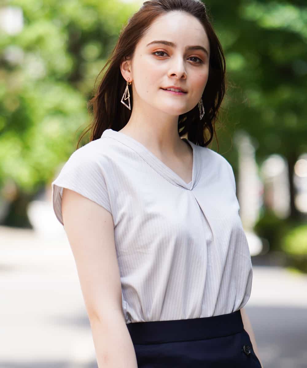 ギャザーデザインフレンチスリーブカットソー ギャザーデザインフレンチスリーブカットソー