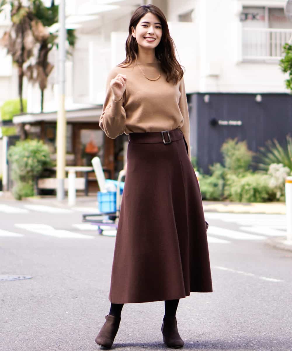 【InRed11月号掲載商品】【セットアップアイテム/洗える】ボートネックパフスリーブニット
