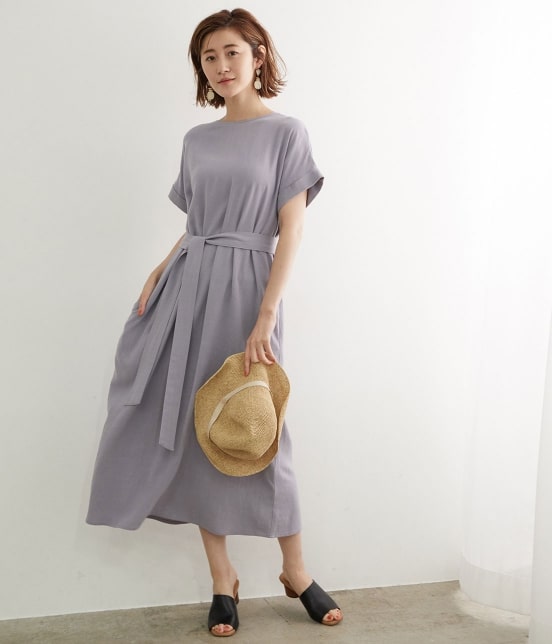 【TIME SALE･今だけ50％OFF】
【2WAY】麻レーヨンVネックワンピース