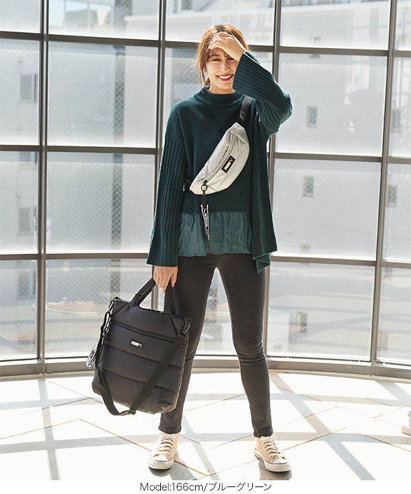 異素材ワイドスリーブニットトップス [C4924]