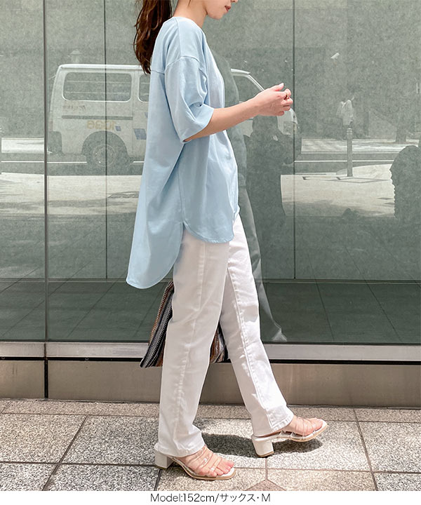 ラウンドヘムビッグチュニックTシャツ [C5533]