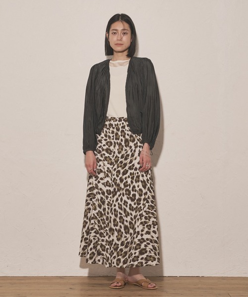 【Audrey and John Wad】レオパード柄バイアスフレアスカート 【Audrey and John Wad】レオパード柄バイアスフレアスカート