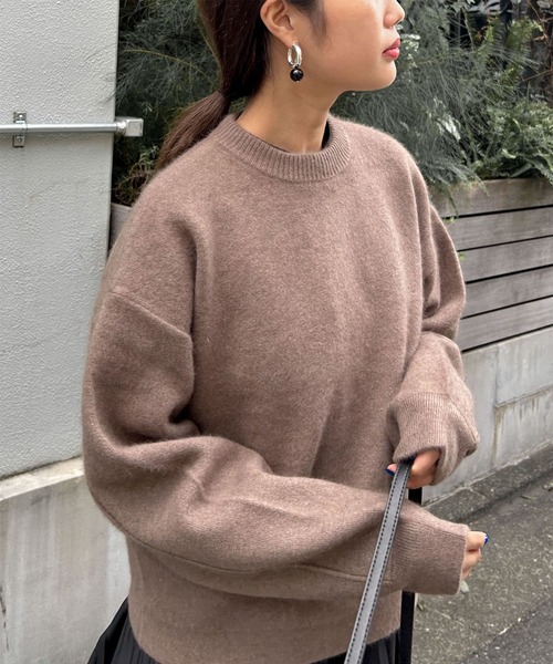 【Audrey and John Wad】ラクーン混クルーネックニットプルオーバー