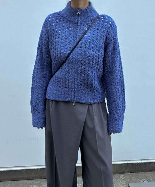 【Audrey and John Wad】モールヤーンニットZIPブルゾン 【Audrey and John Wad】モールヤーンニットZIPブルゾン