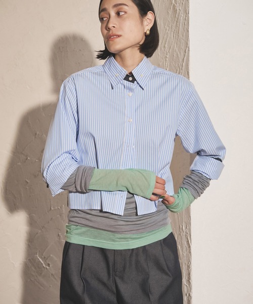 【Audrey and John Wad】シアー天竺レイヤードカットソー