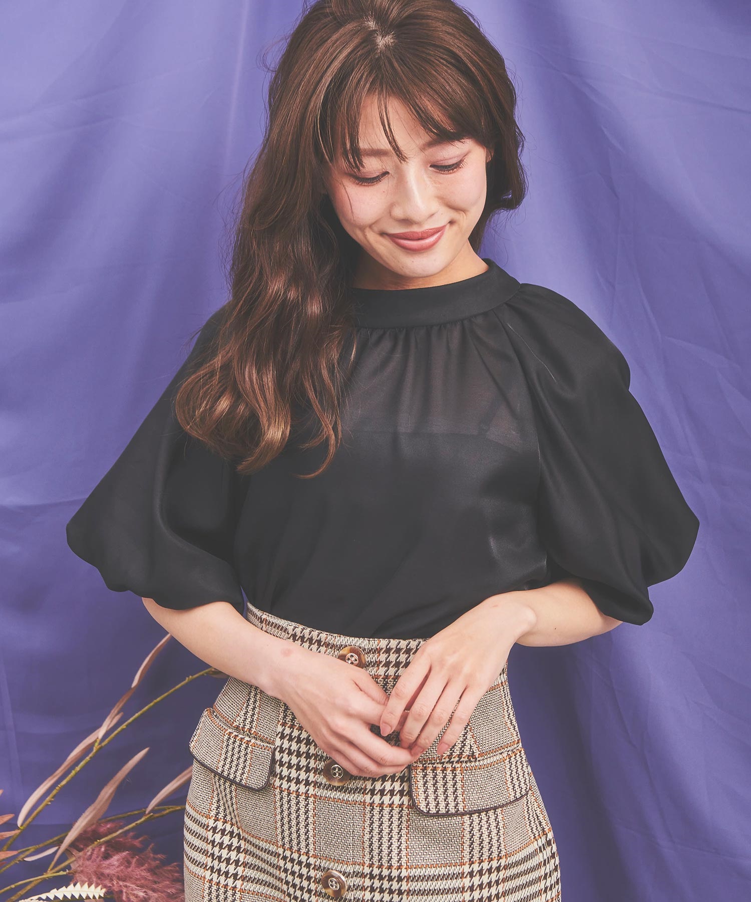 【予約】ボリュームスリーブシアーブラウス 【予約】ボリュームスリーブシアーブラウス