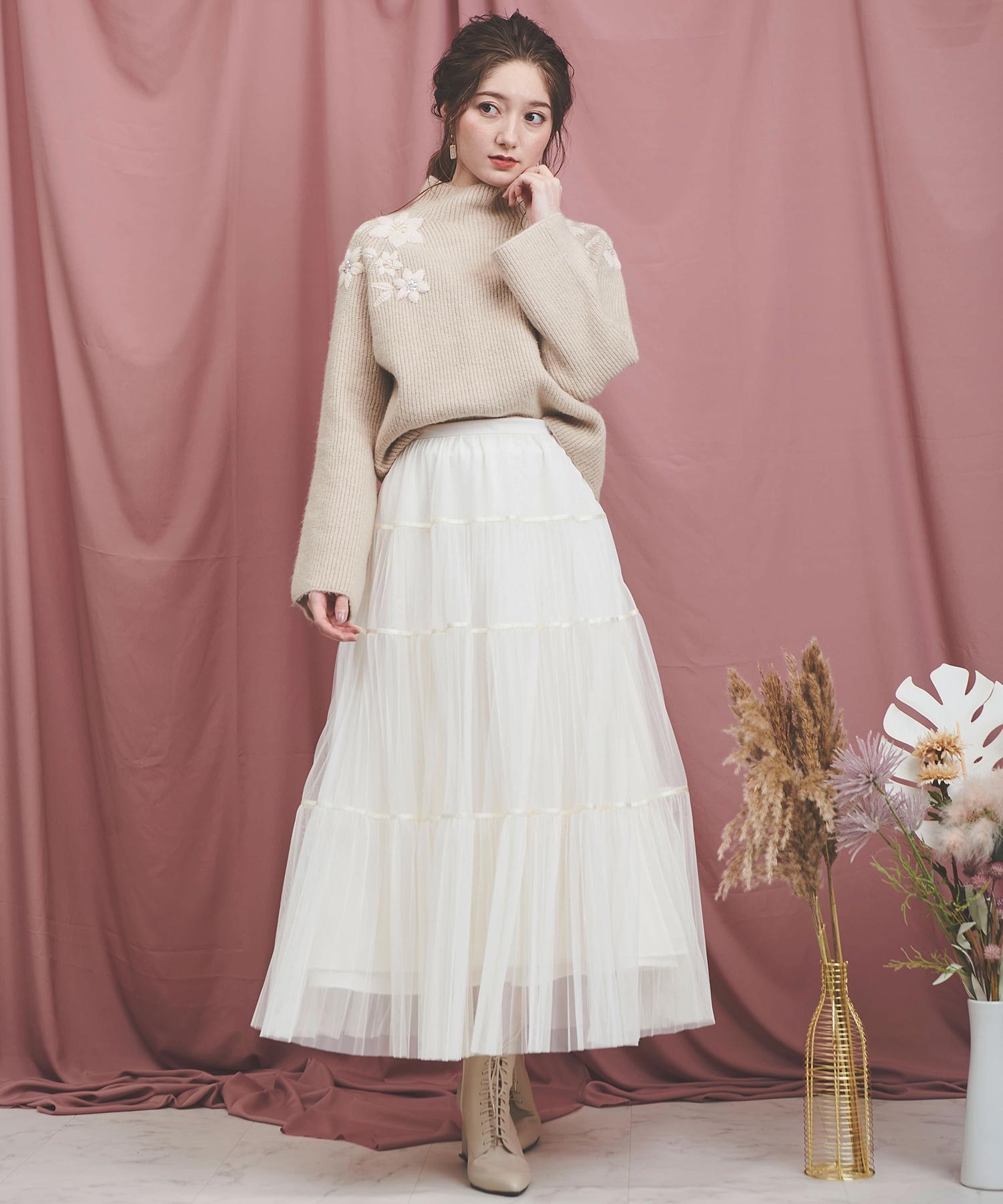 ティアードチュールスカート