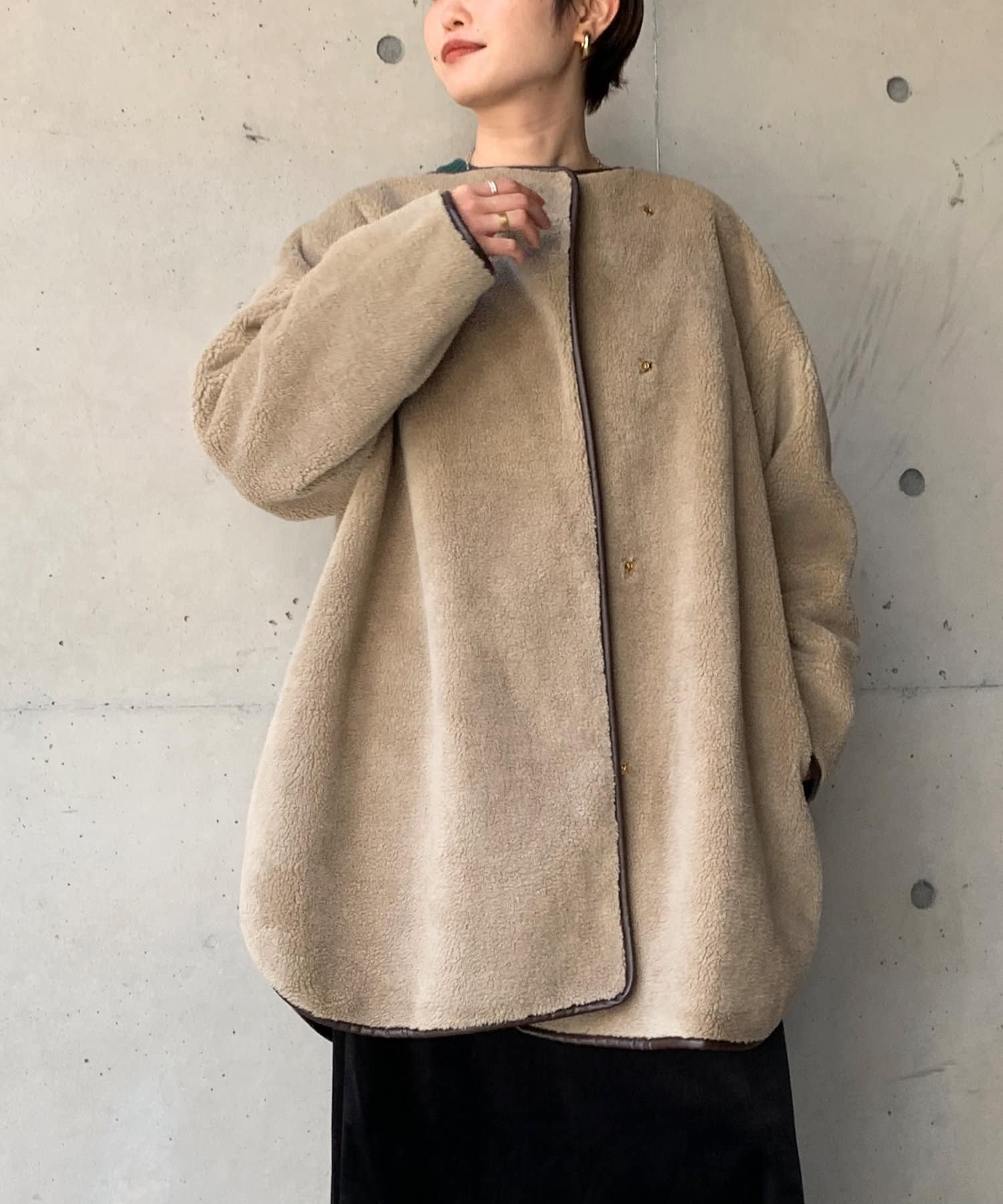 フェイクスエード×ボアリバーシブルコート