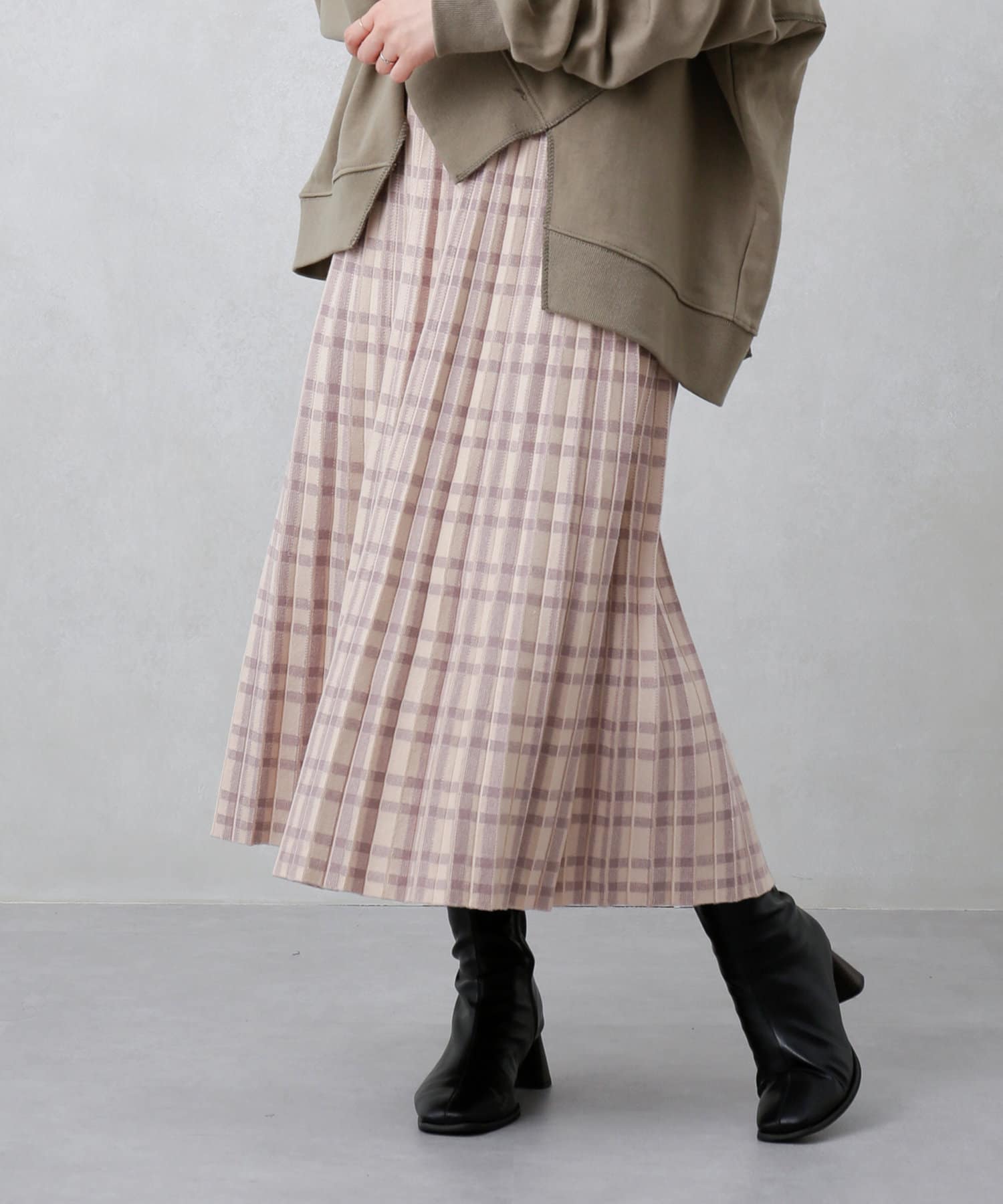 チェック柄ニットプリーツスカート チェック柄ニットプリーツスカート