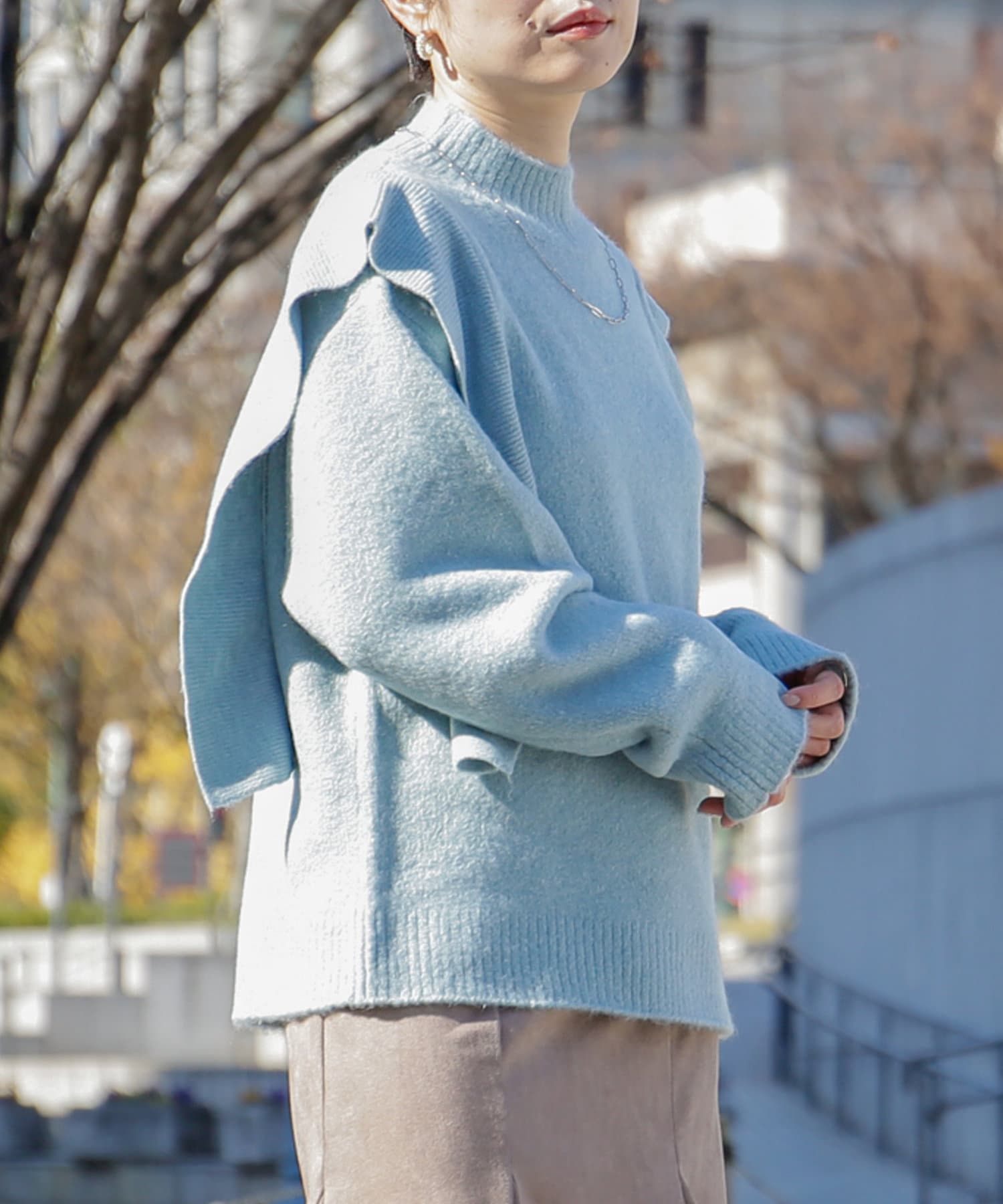 スクエアスリーブニットプルオーバー