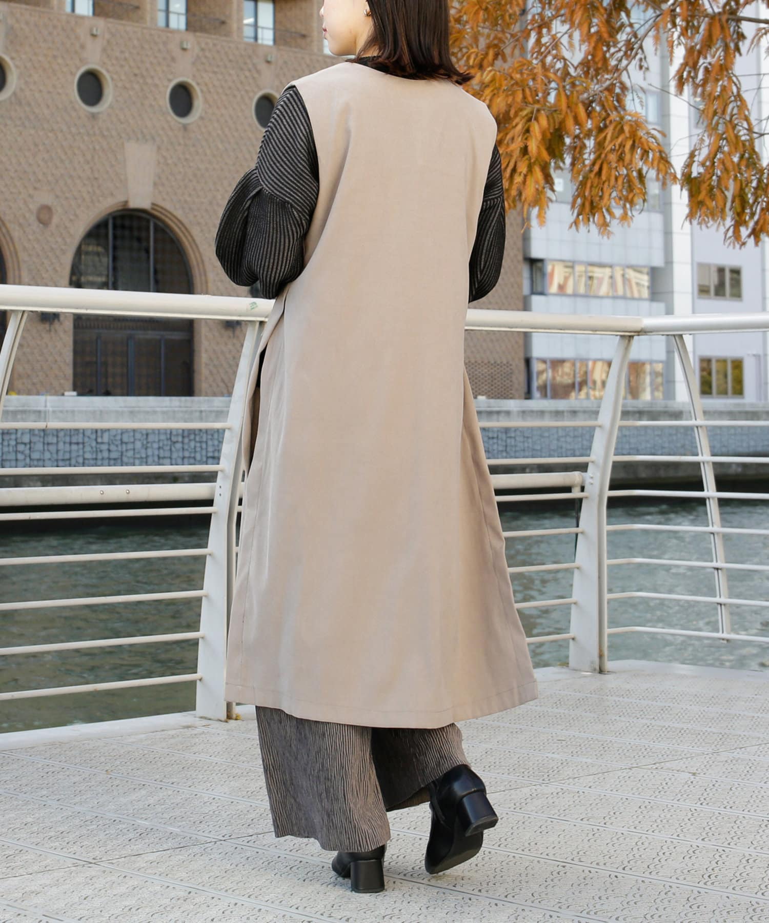 起毛Vネック脇スリットジャンスカ