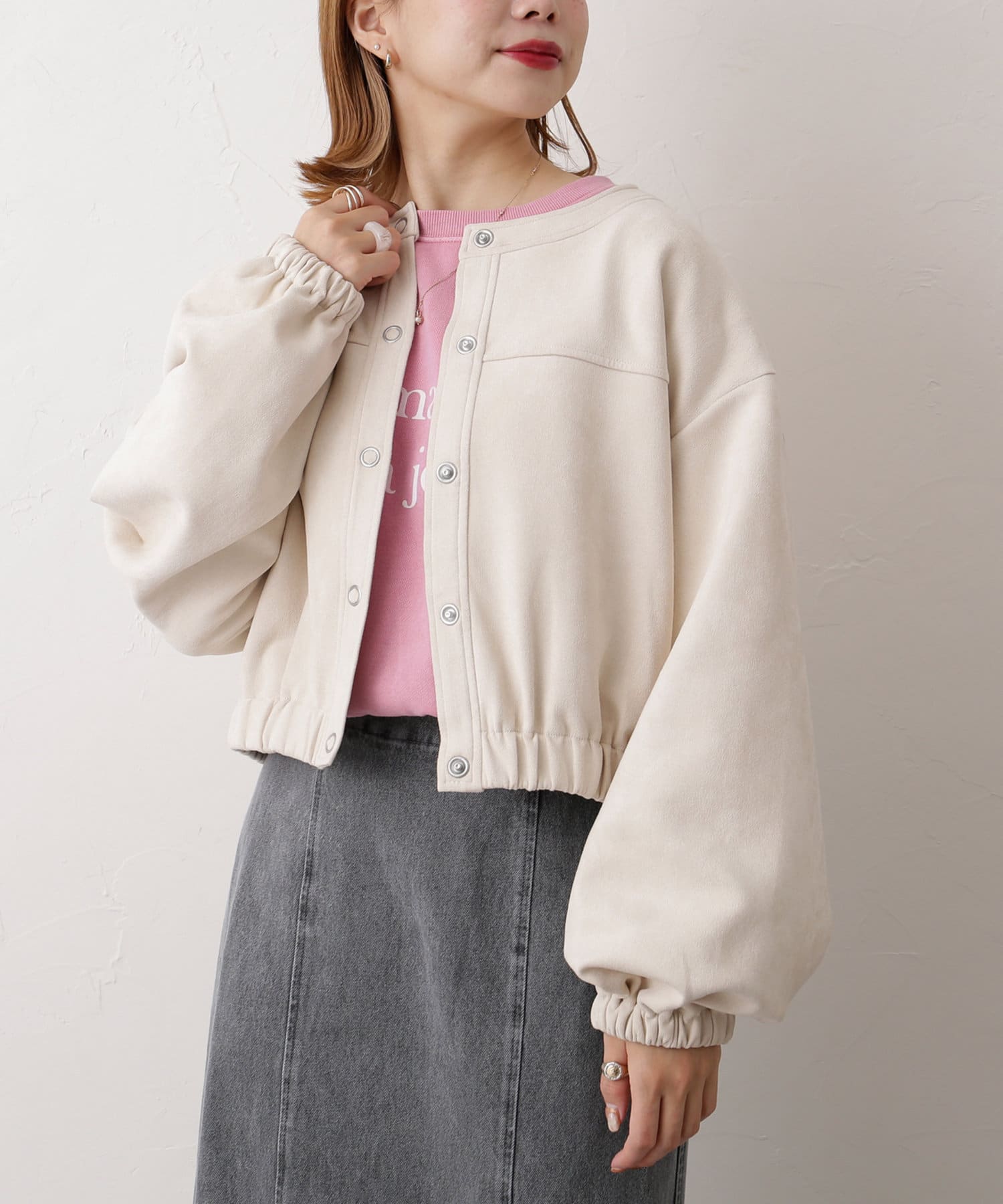 フェイクスエードショートブルゾン