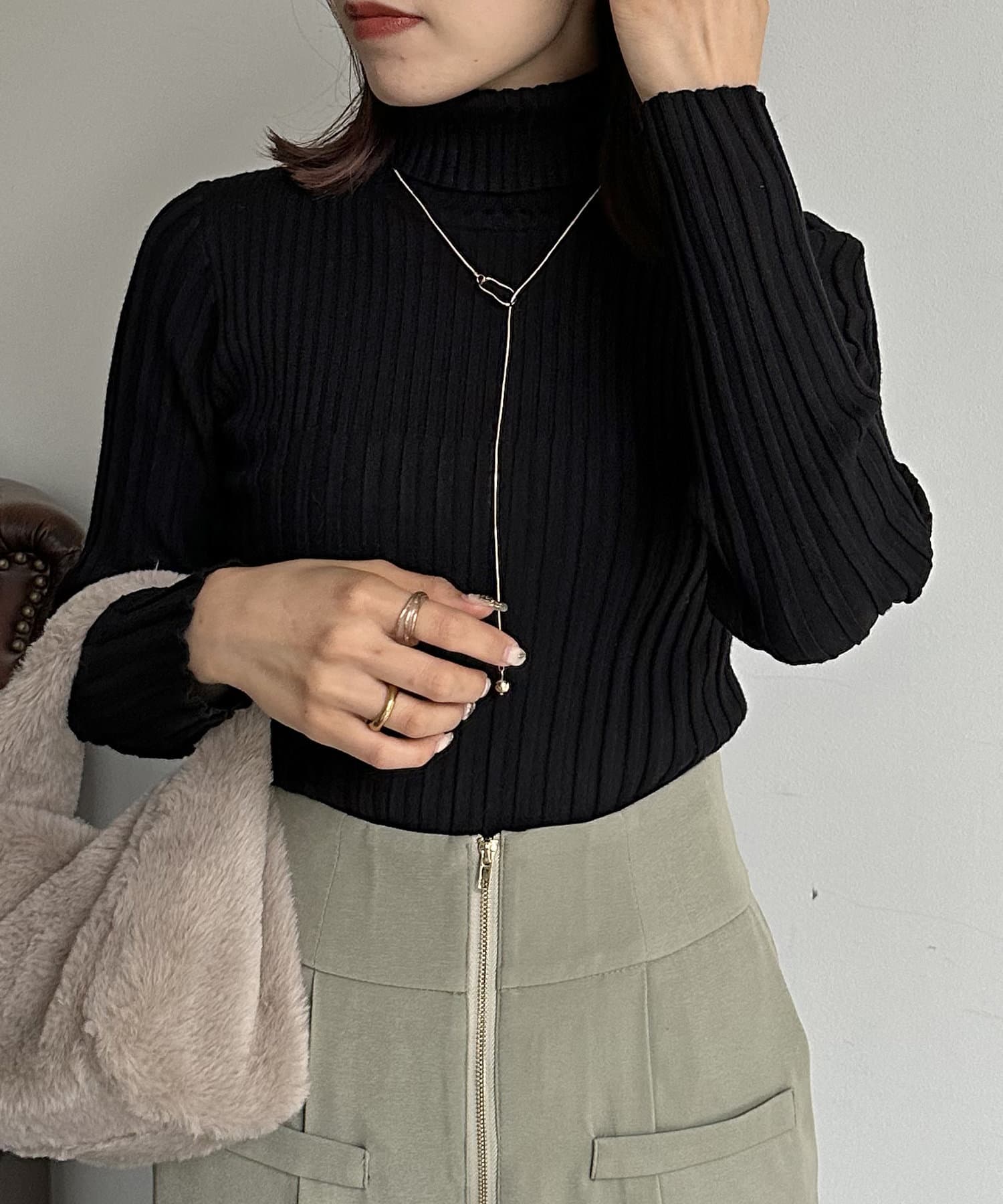 裏リブタートルニットプルオーバー