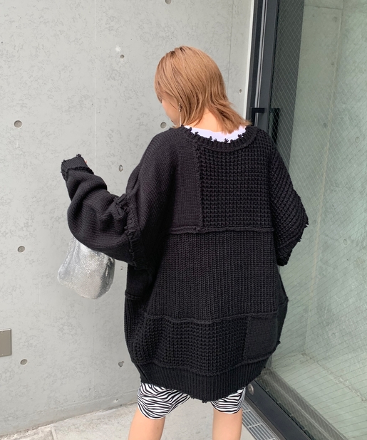 ミックス編みダメージマルチウェイニット ミックス編みダメージマルチウェイニット