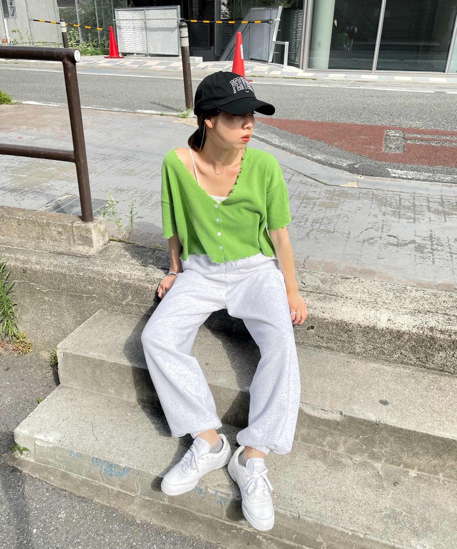 ワッフルダメージ半袖カーデ ワッフルダメージ半袖カーデ