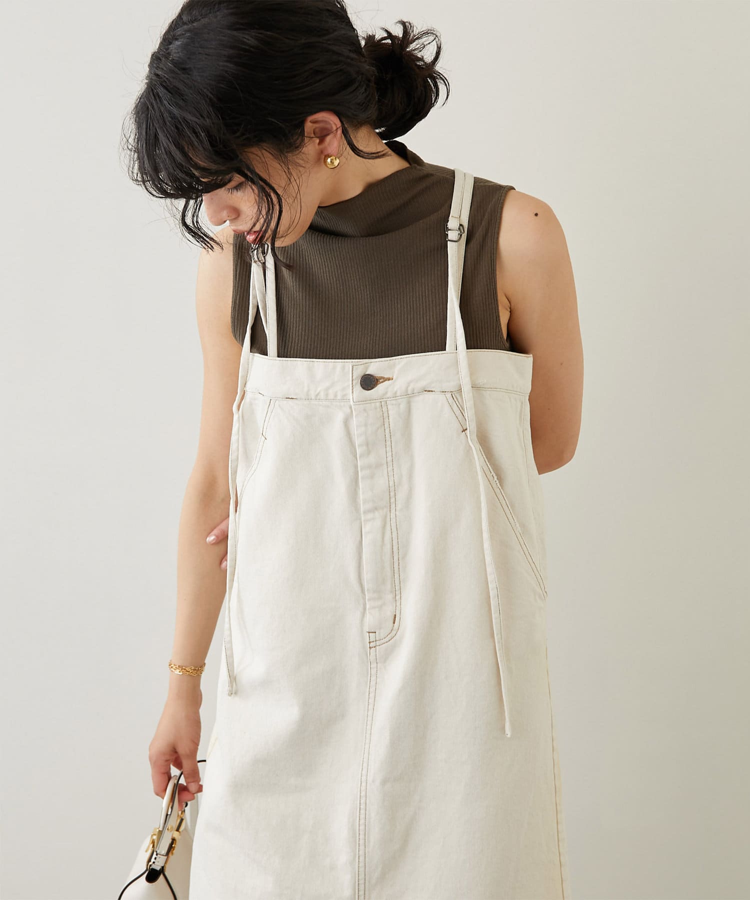 カラーDENIMスカートワンピース カラーDENIMスカートワンピース