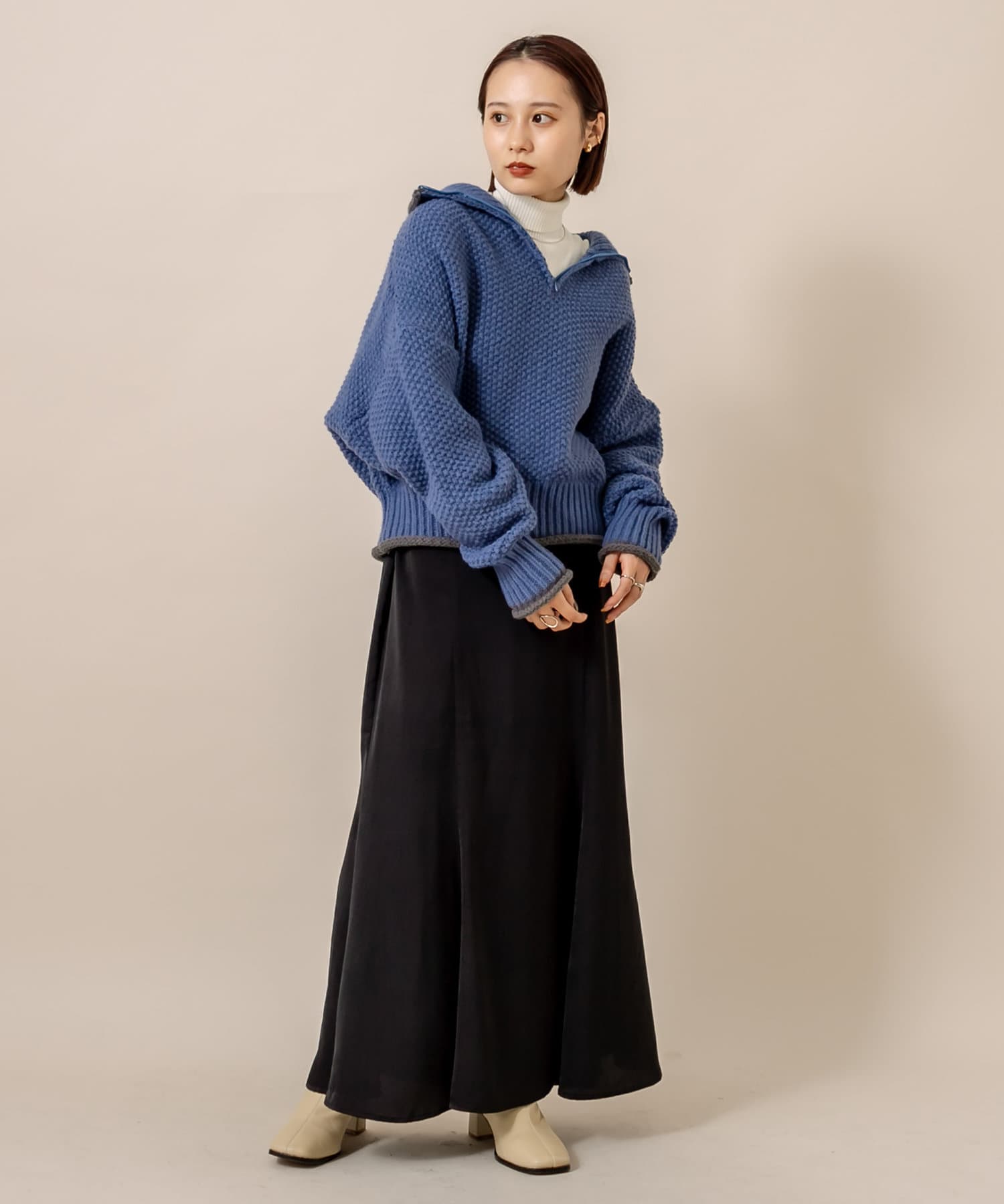 [mline] WEB限定 チャンキーハーフZIPニット
