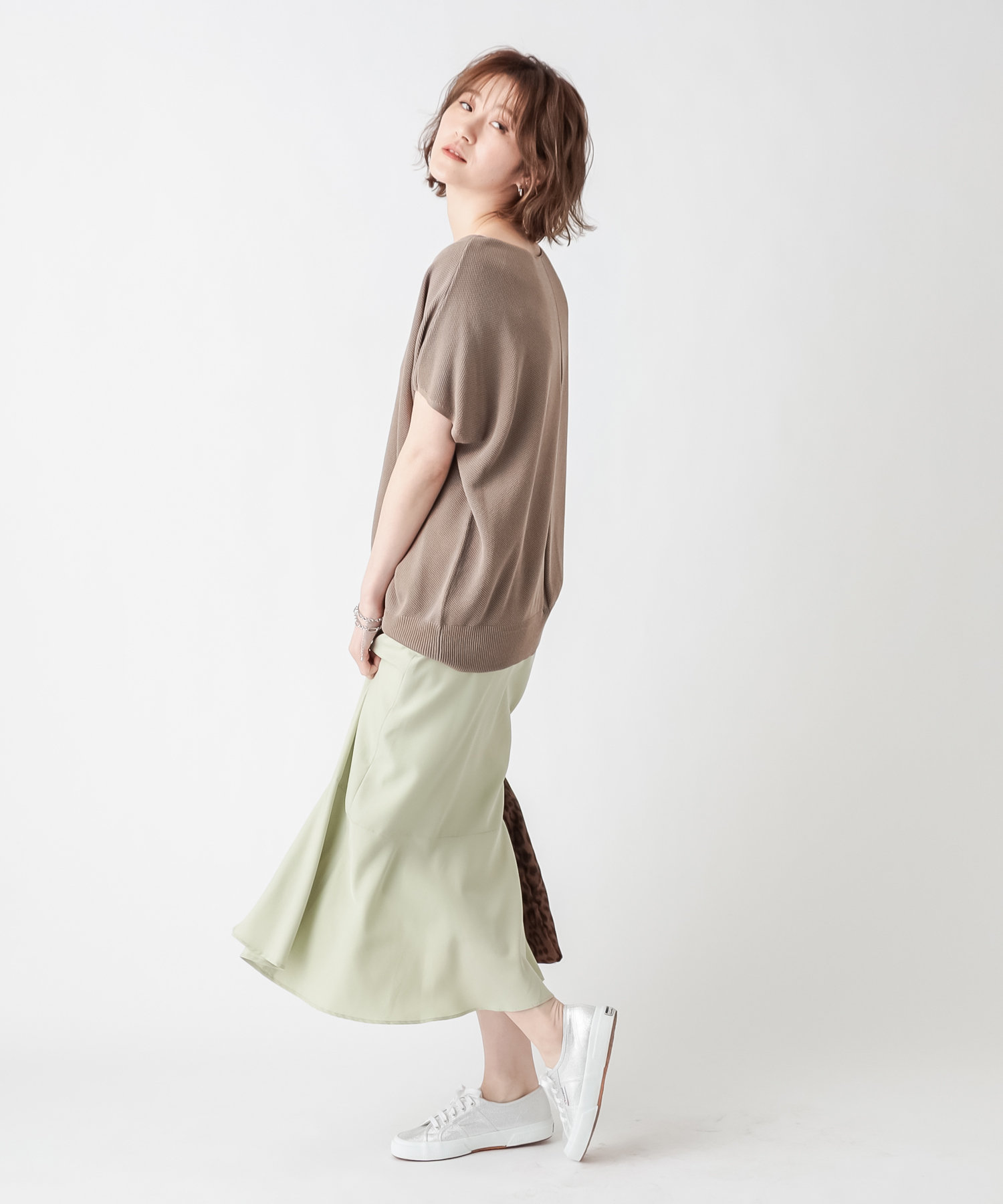《予約》【《大人の日常着》手洗い可】2wayラーベン編みフレンチスリーブニット