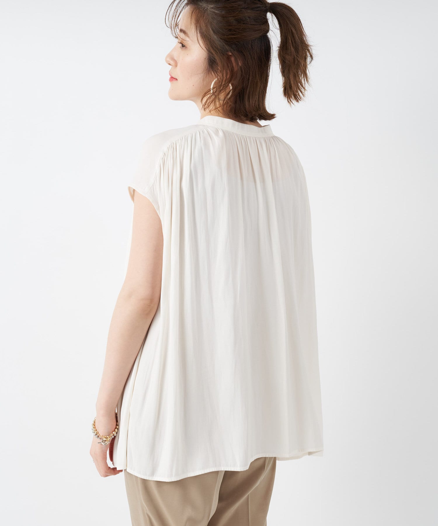 《予約》【女性らしさを際立たせる】割繊ジョーゼット2wayブラウス 《予約》【女性らしさを際立たせる】割繊ジョーゼット2wayブラウス